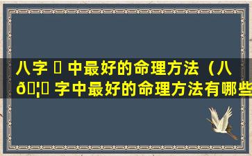 八字 ☘ 中最好的命理方法（八 🦟 字中最好的命理方法有哪些）